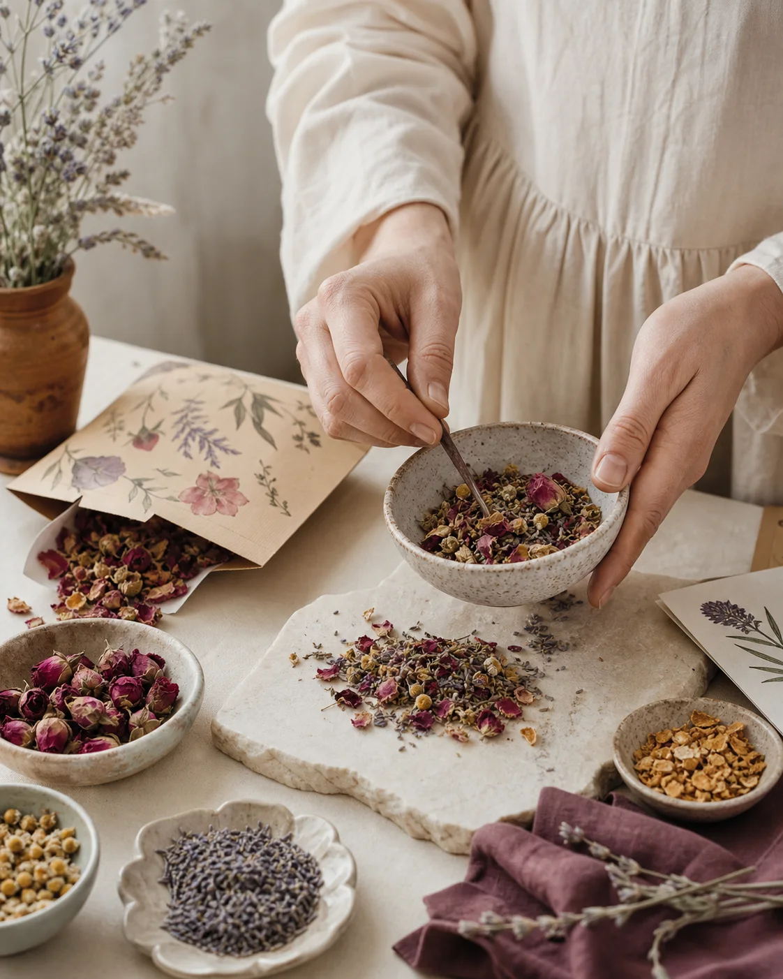 Pregătirea manuală a blendului botanic Amytea
